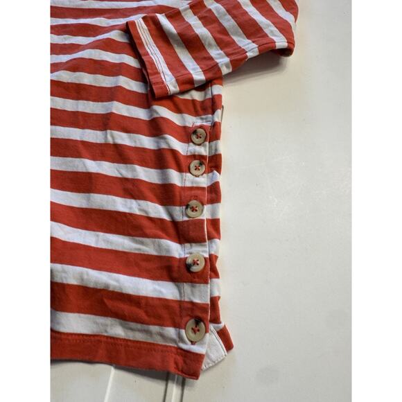 Anthropologie Maeve Womens Red White Striped Button Details Shirt Blouse Sz S - Picture 2 of 8